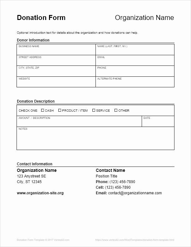 Donation form Template Word Beautiful Donation form Template for Word