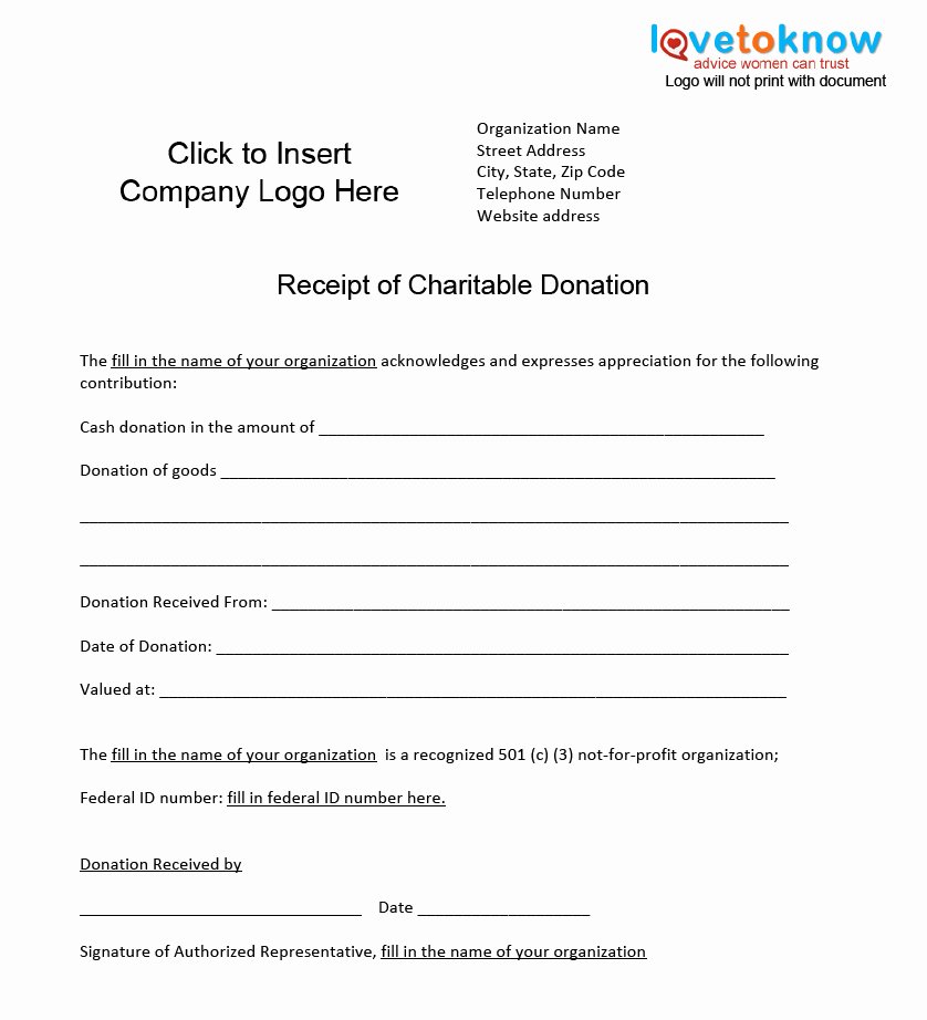 Donation Receipt Template for 501c3 Inspirational Charitable Donation Receipt