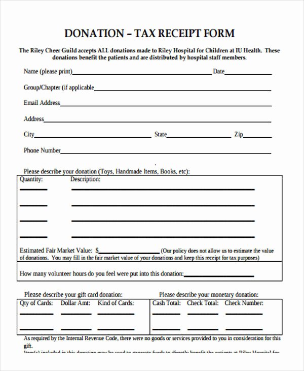 Donation Tax Receipt Template Elegant 36 Printable Receipt forms