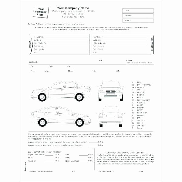 Driver Vehicle Inspection Report Template Elegant Automobile Transport form with 4 Cars Item Truck Condition