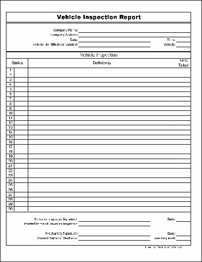 Driver Vehicle Inspection Report Template Lovely Driver Vehicle Inspection Report Template Driver