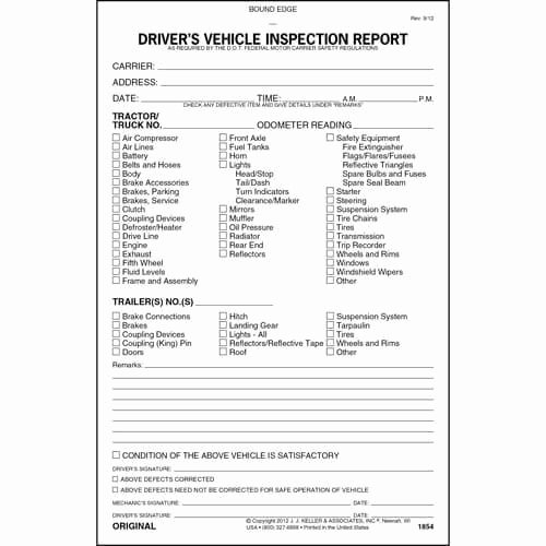 Driver Vehicle Inspection Report Template Luxury Dot Driver Vehicle Inspection Report form Templates