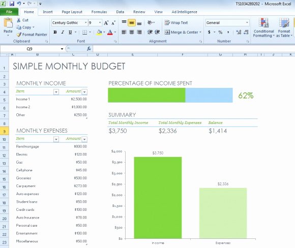 Easy Excel Budget Template Beautiful Simple Monthly Bud Spreadsheet for Excel 2013