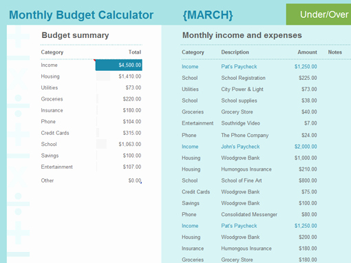 Easy Excel Budget Template New Bud Calculator Templates Fice