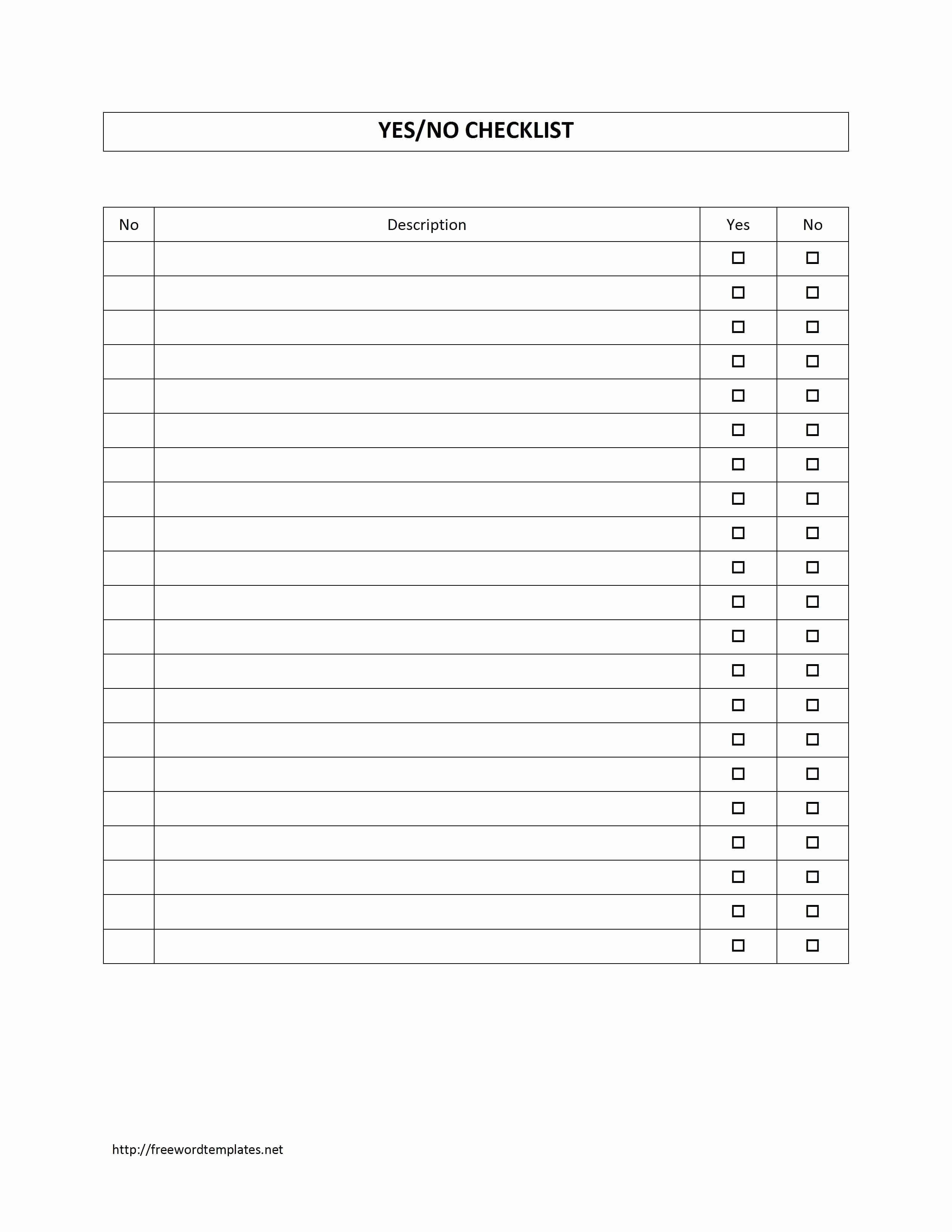 Editable Checklist Template Word Beautiful Survey Sheet with Yes No Checklist Template