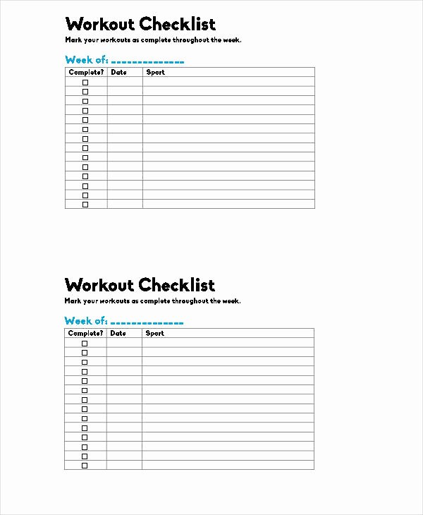 Editable Checklist Template Word Beautiful Workout Checklist Templates 8 Free Word Pdf format