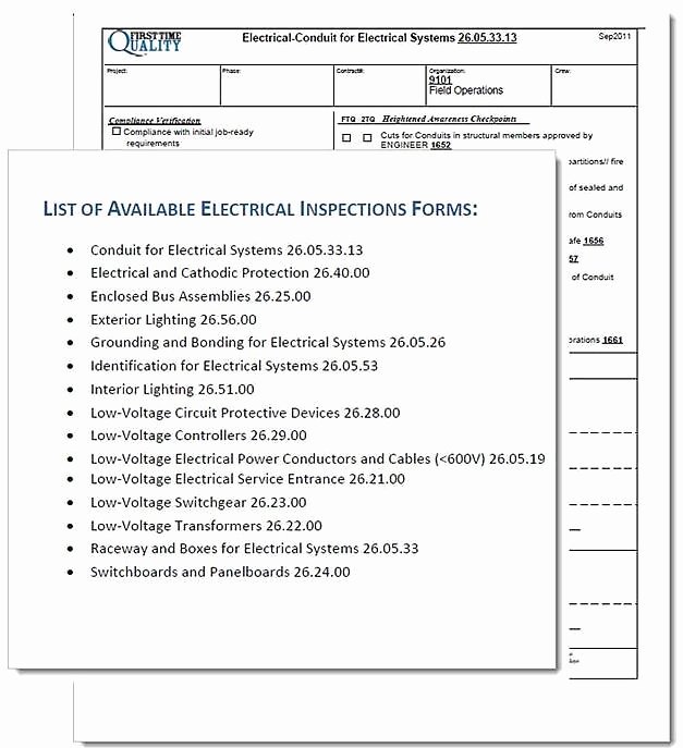 Electrical Inspection Report Template Fresh Electrical Contractor Inspection form Sample