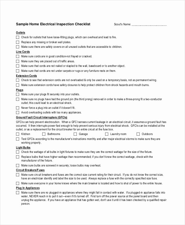 Electrical Inspection Report Template Luxury Home Inspection Checklist 13 Free Word Pdf Documents