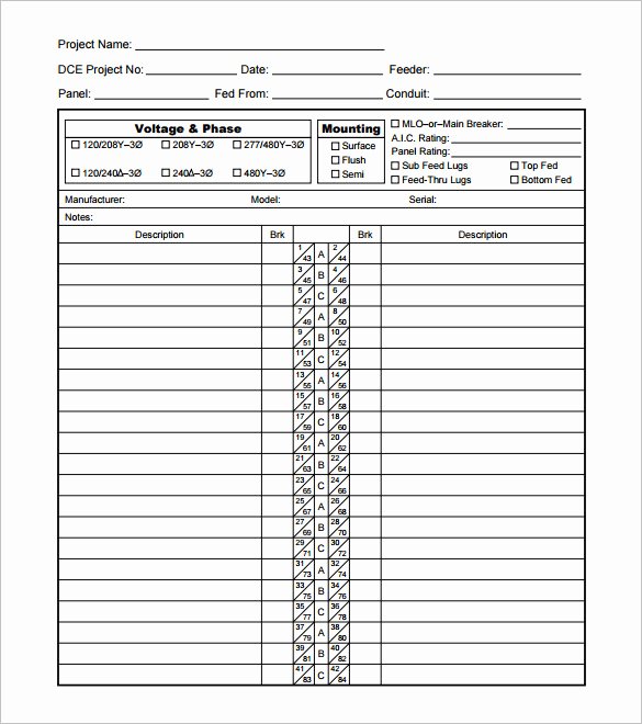 Electrical Panel Schedule Template Excel Best Of 19 Panel Schedule Templates Doc Pdf