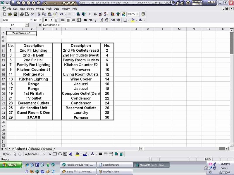 Electrical Panel Schedule Template Excel Best Of Electrical Panel Schedule Template Excel