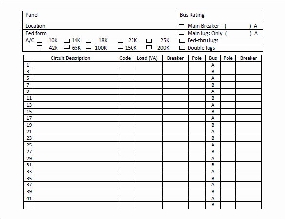 Electrical Panel Schedule Template Excel Elegant 19 Panel Schedule Templates Doc Pdf