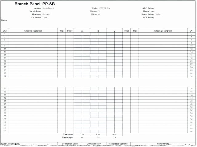 Electrical Panel Schedule Template Excel Unique Electrical Load Schedule Excel format Layout Plan with
