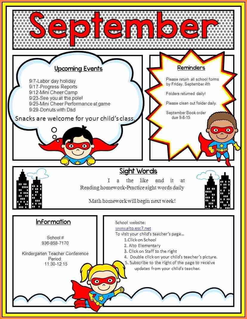 Elementary Classroom Newsletter Template Awesome Elementary Classroom Newsletter Templates Free Templates