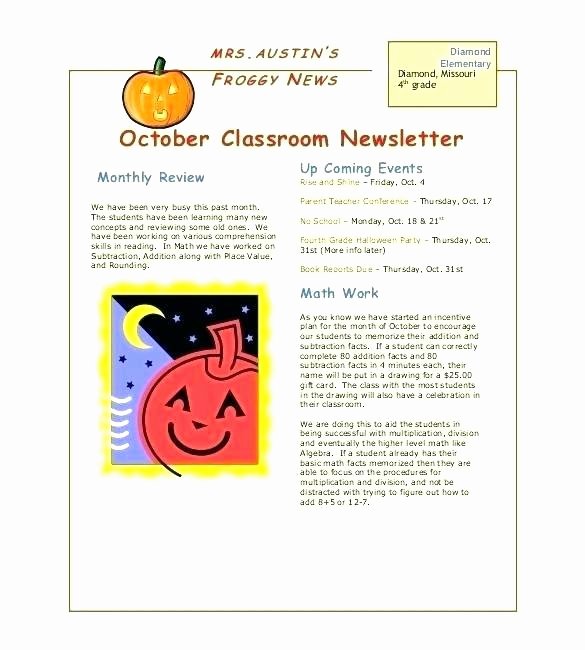 Elementary Classroom Newsletter Template Awesome Elementary School Newsletter Template – Flirty