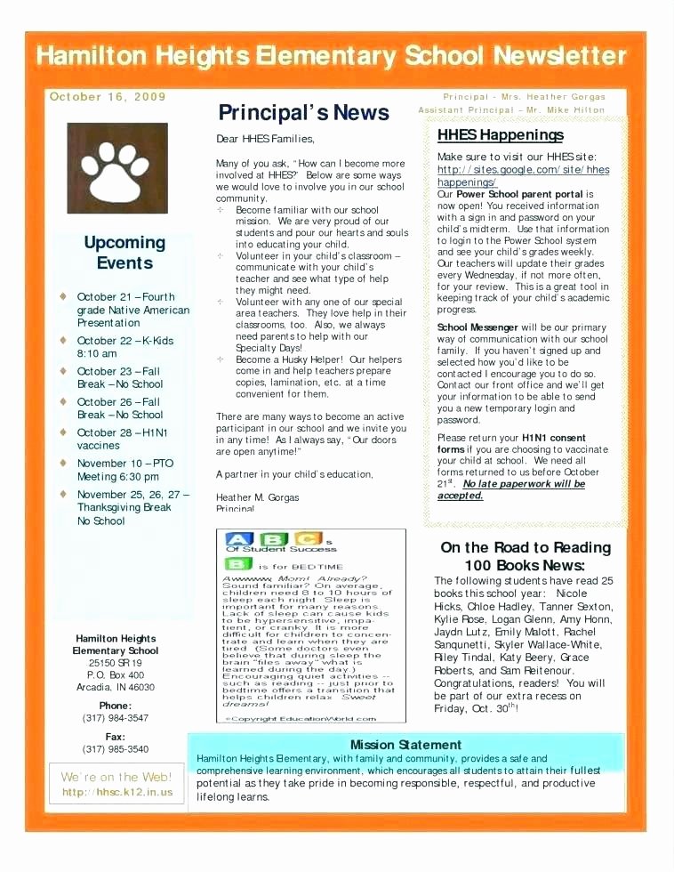 Elementary Classroom Newsletter Template Beautiful Elementary School Newsletter Template Free