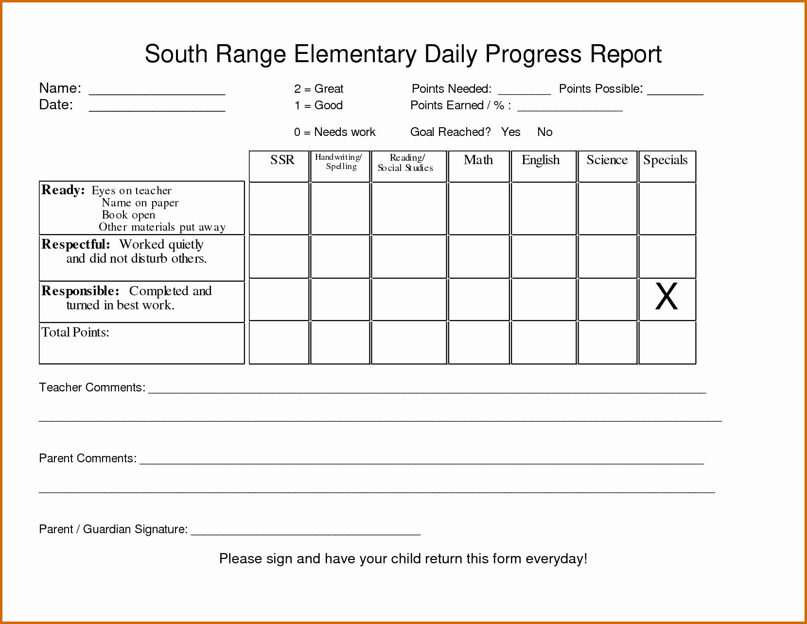 Elementary Progress Report Template Awesome 13 Progress Reports for Elementary Students