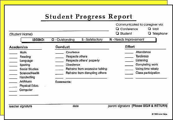 Elementary Progress Report Template Best Of 4 Elementary School Progress Report Template