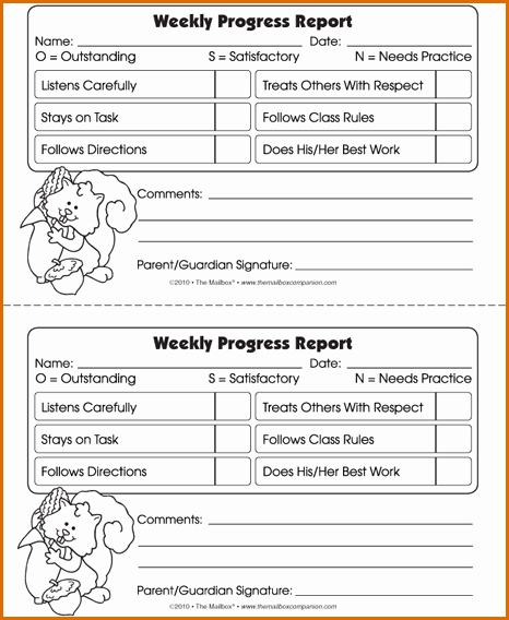 Elementary Progress Report Template New 12 Weekly Progress Report Template