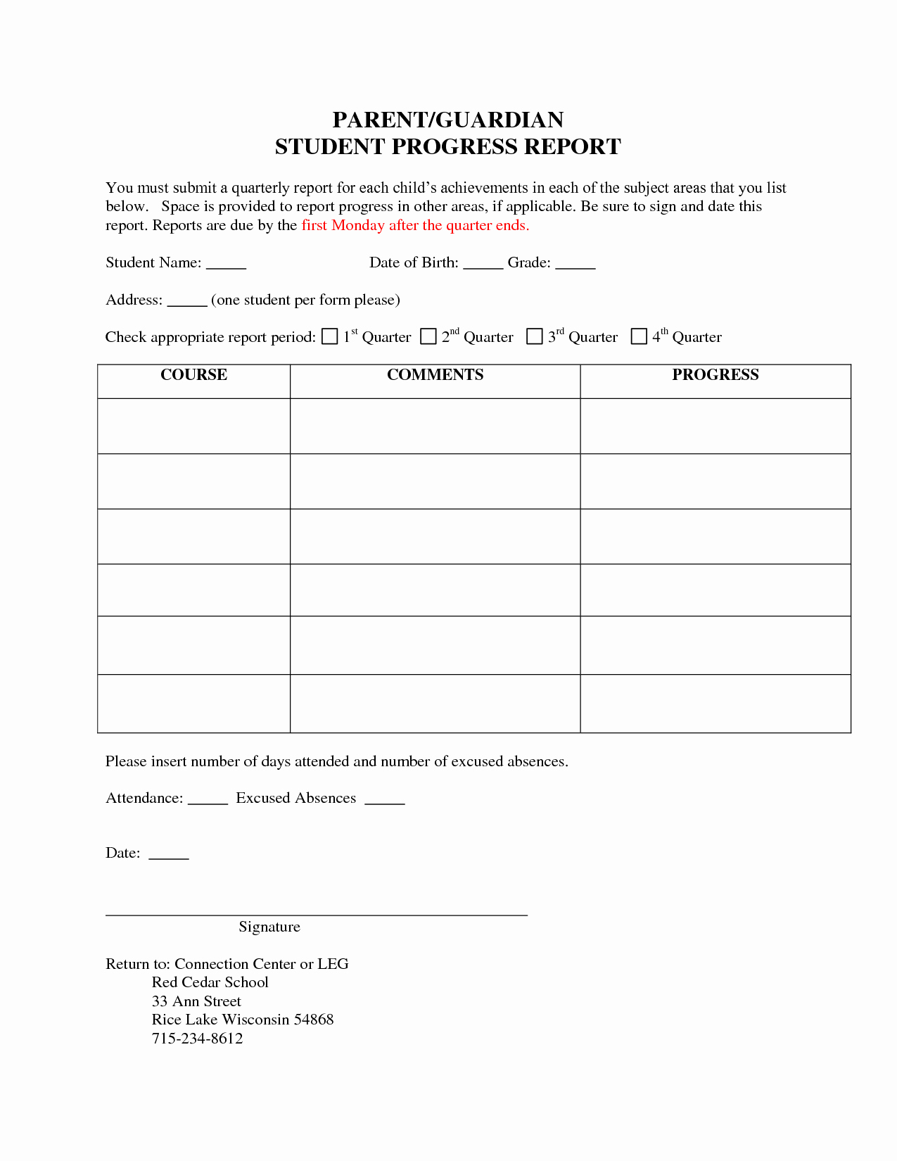 Elementary Progress Report Template Unique Easy to Use Weekly Student Progress Report Templates and