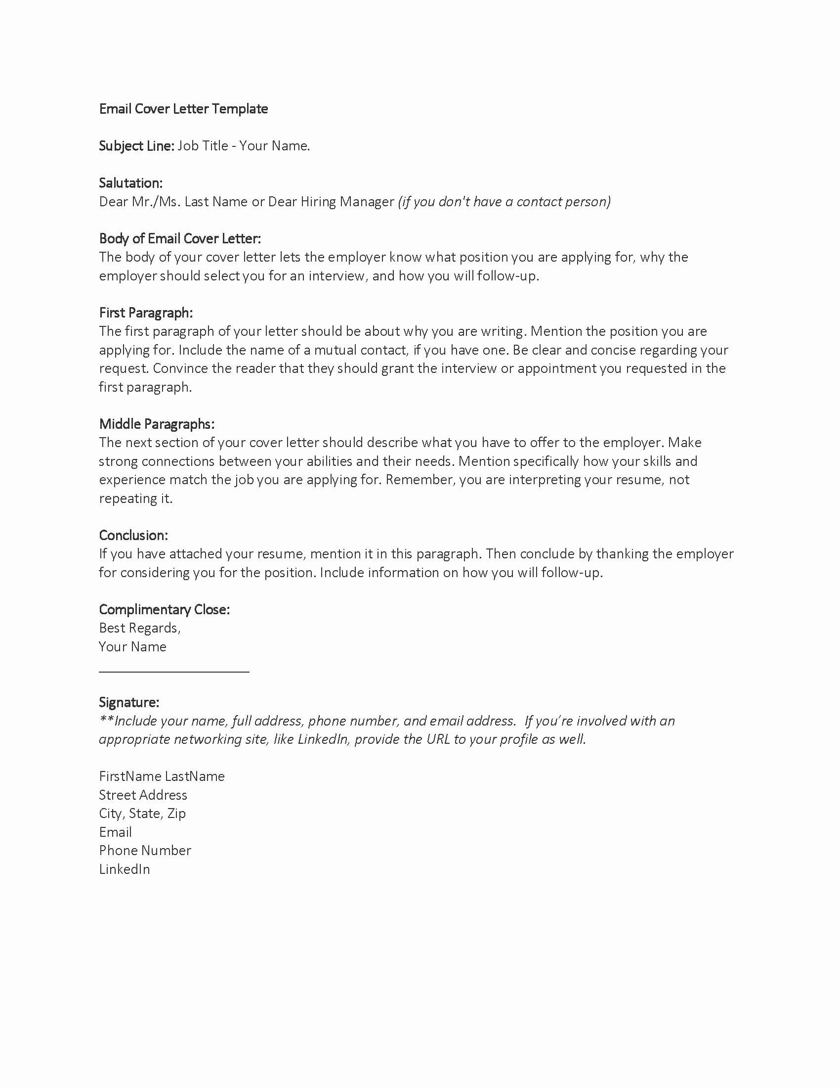 Email Cover Letter Template New Application Letter Sample Cover Letter Template Email