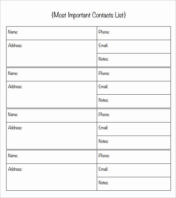 Email List Template Word Unique 13 Contact List Templates – Pdf Word