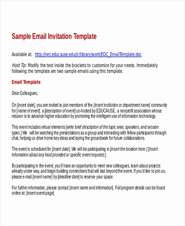 Email Party Invite Template Unique 9 Business E Mail Invitation Templates Word Pdf Psd