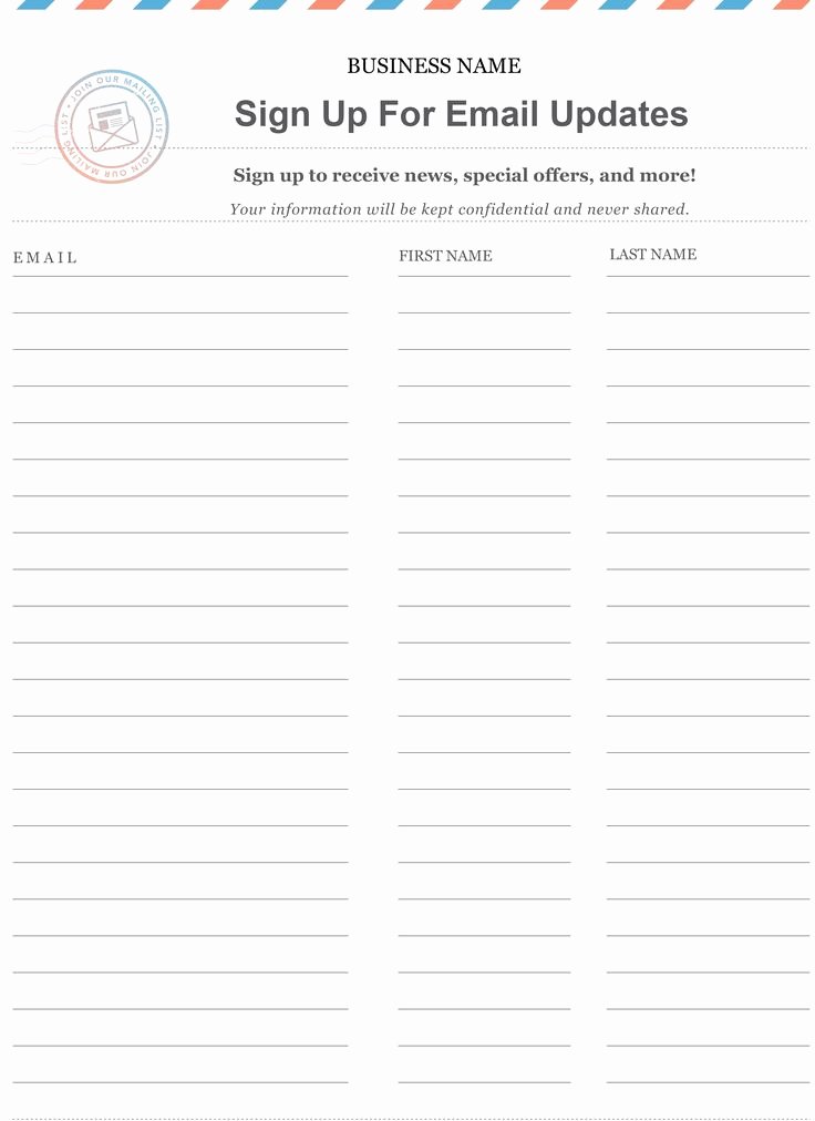 Email Sign Up form Template Inspirational Free Printable Email Signup Sheet to Help You Grow Your