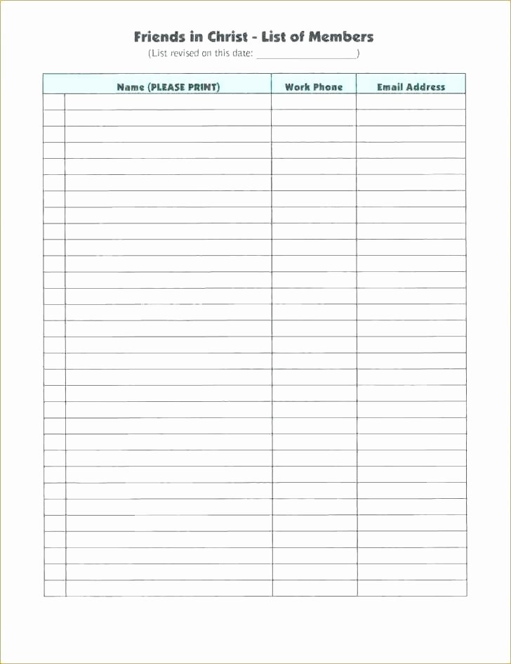 Email Sign Up List Template Elegant Work Phone Contact List Printable Email Sign Up Sheet