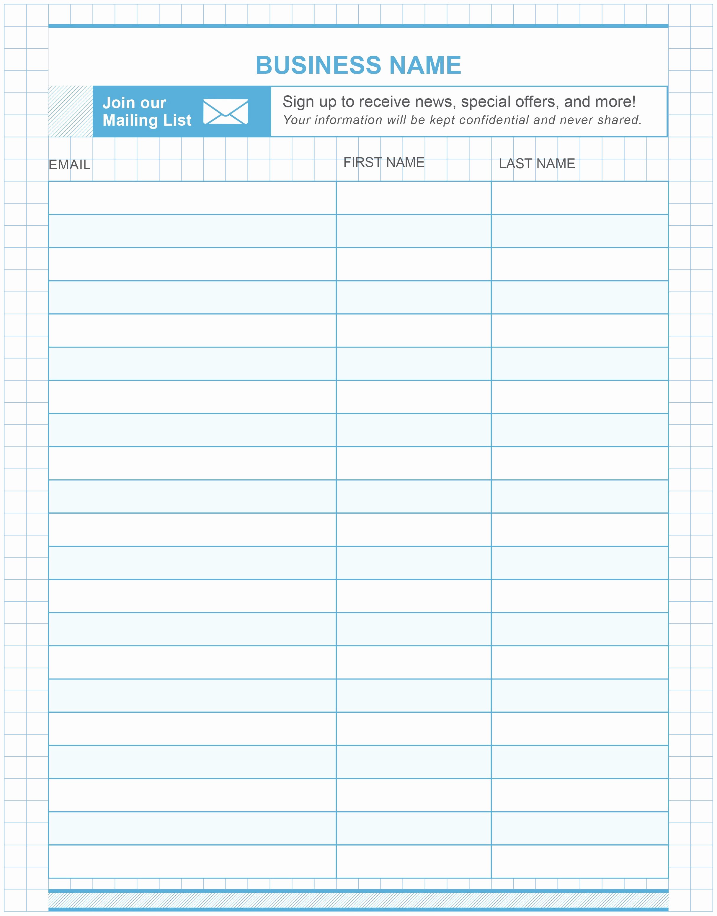 Email Signup List Template Awesome Free Printable Email Signup Sheet to Help You Grow Your