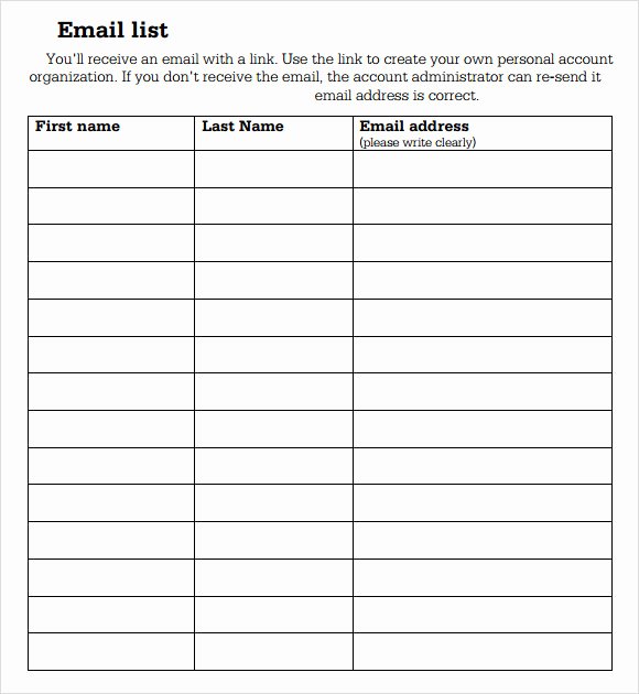 Email Signup List Template Awesome Sign Up Sheet Template 9 Free Samples Examples format