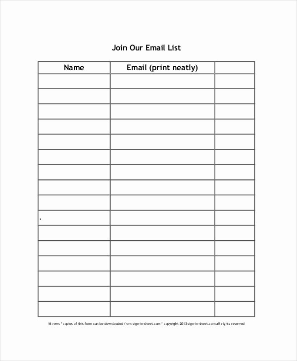 Email Signup List Template Elegant Sign Up Sheet 16 Free Pdf Word Documents Download