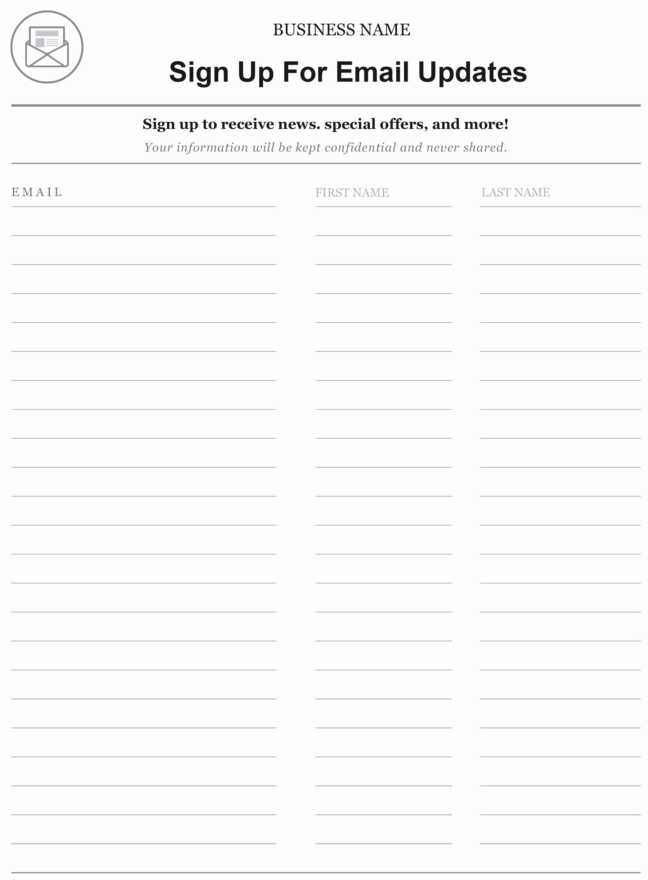 Email Signup List Template Fresh Blank order form Template Mughals