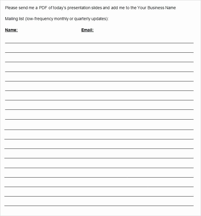 Email Signup Sheet Template Inspirational Blank Sign Up Sheet Template – Helenamontanafo