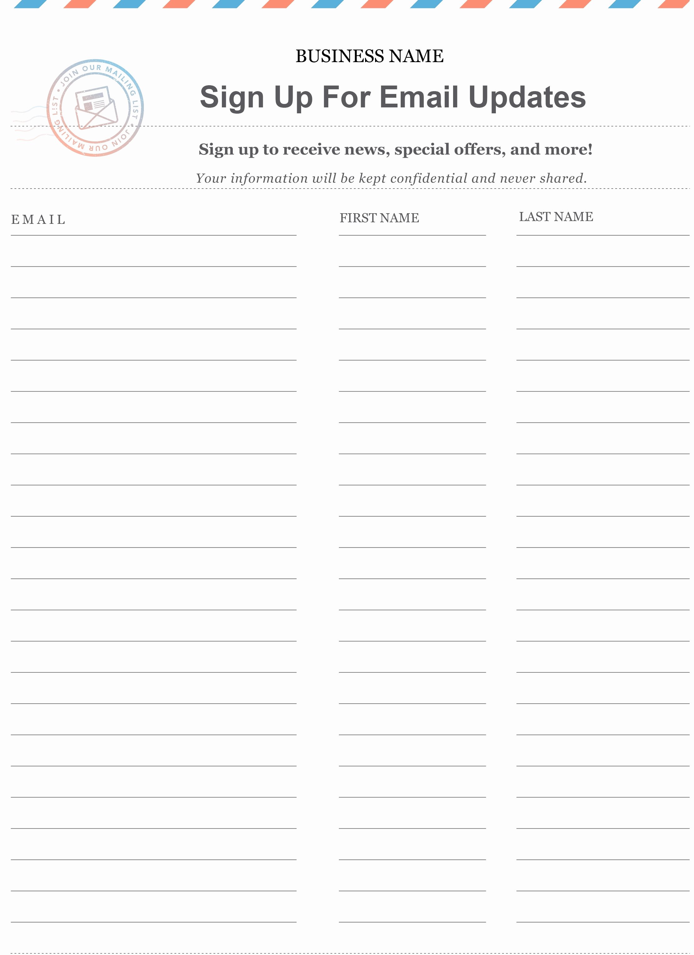 Email Signup Sheet Template Luxury Name and Email Sign Up Sheet Portablegasgrillweber