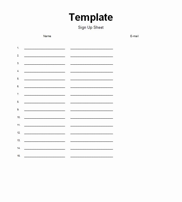 Email Signup Sheet Template Unique 40 Sign Up Sheet Sign In Sheet Templates Word &amp; Excel