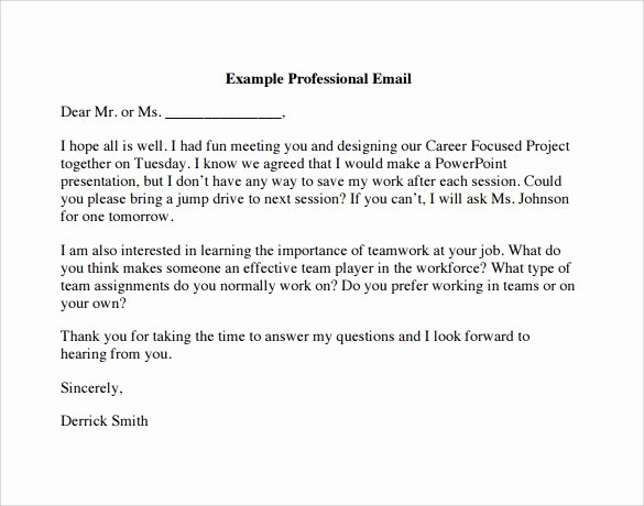 Email Writing Template Professional Unique 8 Sample Professional Emails Pdf