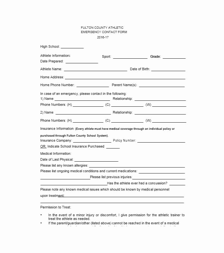 Emergency Medical form Template Fresh 54 Free Emergency Contact forms [employee Student]
