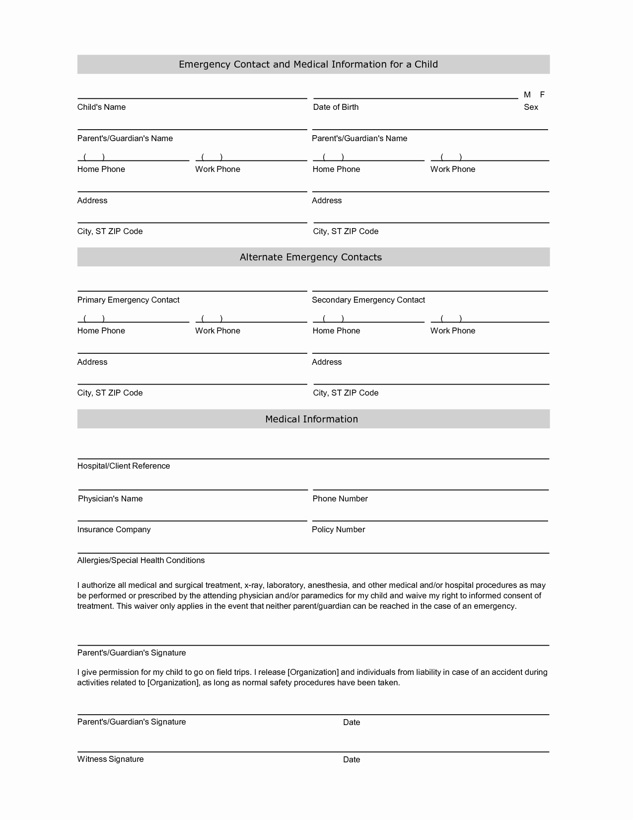 Emergency Medical form Template New Free Student Information Sheet Template