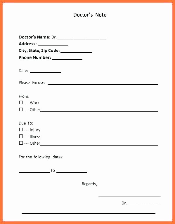 Emergency Room Doctor Note Template New Sample Blank Doctors Note for Missing Work Excuse Free