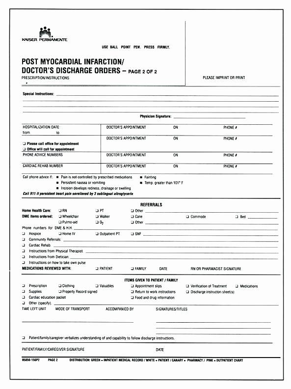 Emergency Room form Template Awesome Hospital Discharge form Example Release Template Sample