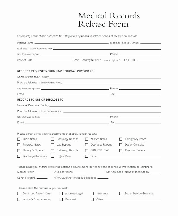 Emergency Room form Template Fresh Release Medical Records Consent form Template Emergency