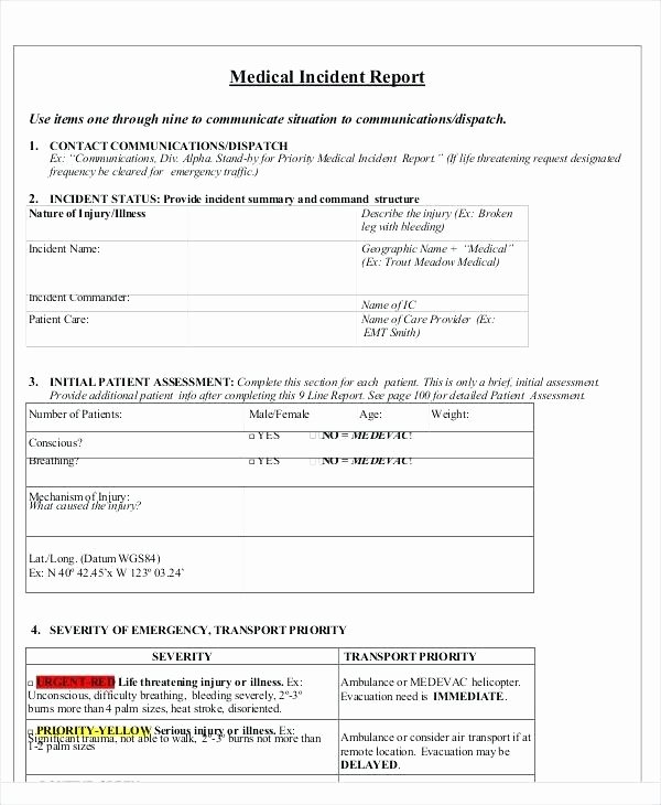 Emergency Room form Template Inspirational Emergency Room Report Template Medical Emergency Incident