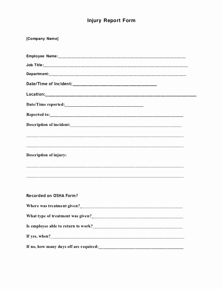 Employee Accident Report Template Beautiful Injury Report form