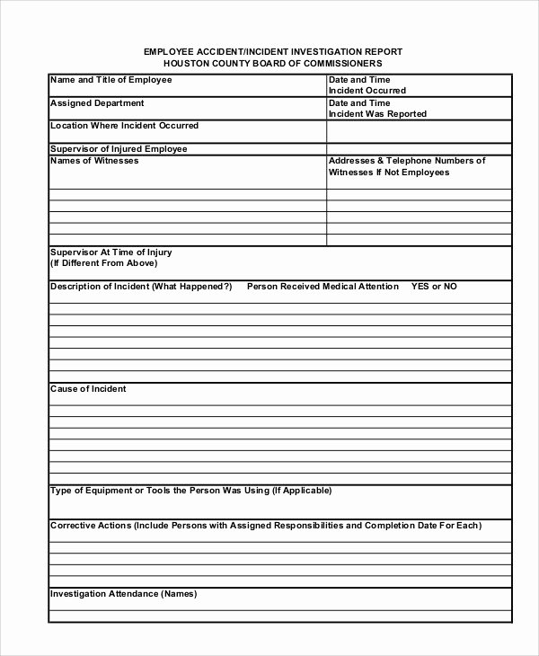 Employee Accident Report Template Best Of Employee Report Templates 23 Free Sample Example