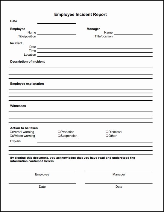 Employee Accident Report Template Inspirational 13 Incident Report Templates Excel Pdf formats