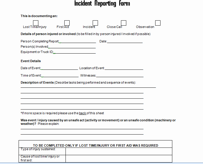 Employee Accident Report Template Luxury Get Employee Incident Report form Doc Project Management