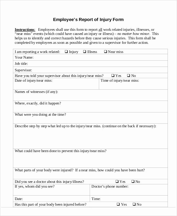 Employee Accident Report Template Unique Employee Report Templates 23 Free Sample Example