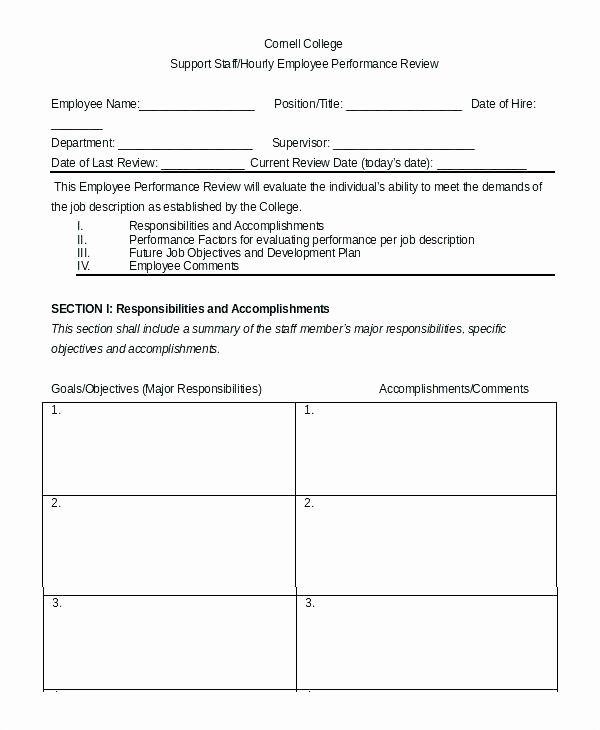 Employee Annual Review Template Best Of Self Employee Review Sample Wording Performance Appraisal