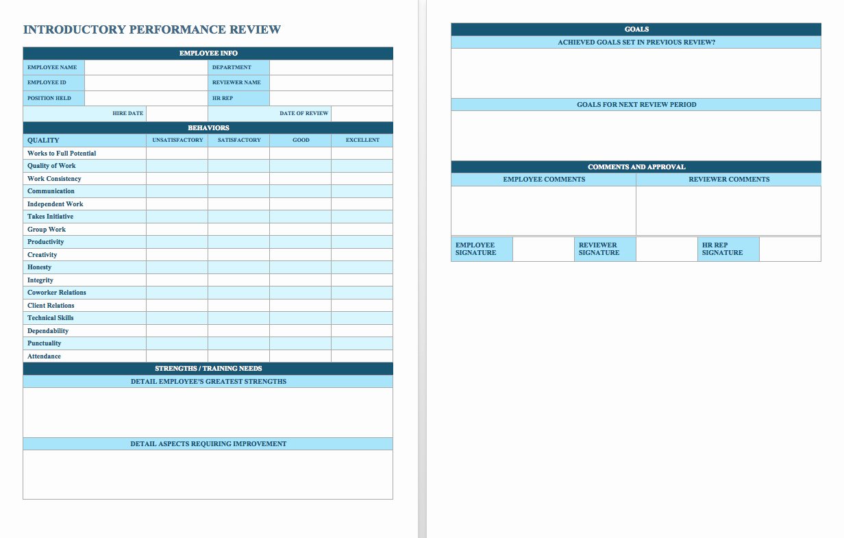 Employee Annual Review Template New Free Employee Performance Review Templates Smartsheet
