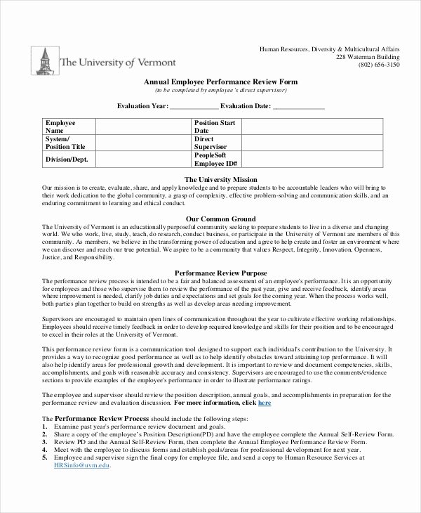 Employee Annual Review Template Unique Performance Review Template 11 Free Word Pdf Documents